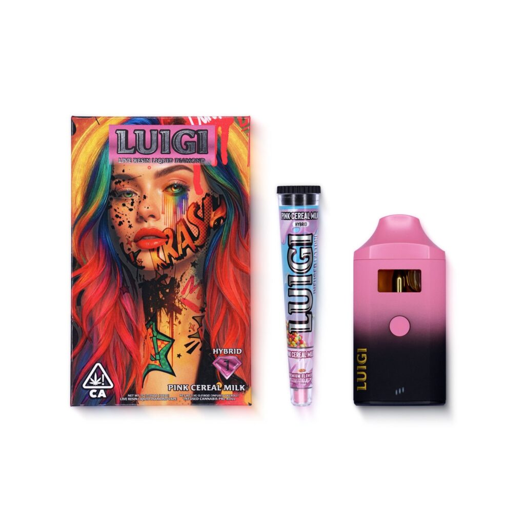 Luigi Pink Cereal Milk box